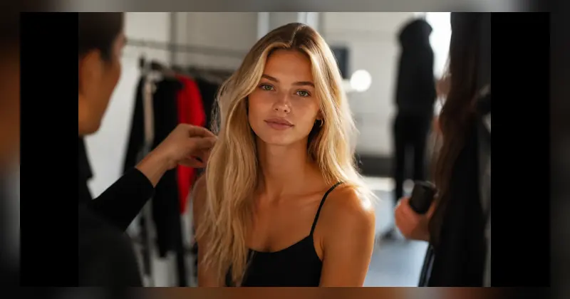 Casting mannequin blonde cheveux longs pour un projet mode